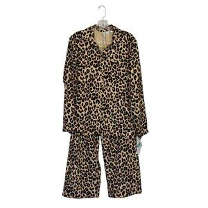 Nordstrom Two Piece Flannel Leopard Print Pajama Set Size S